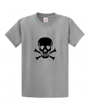 Skull and Crossbones Scary Classic Unisex Kids and Adults T-Shirt for Halloween